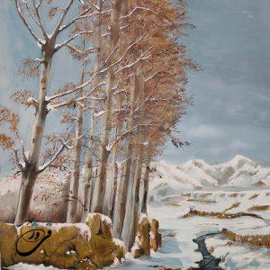 تابلو نقاشی برف زمستانی