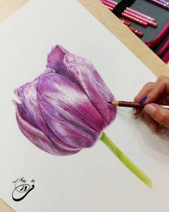 ایده نقاشی گل مدادرنگی